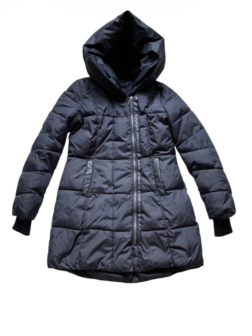 French Connection Women's Black Hooded Puffer Coat Jacket Size Small